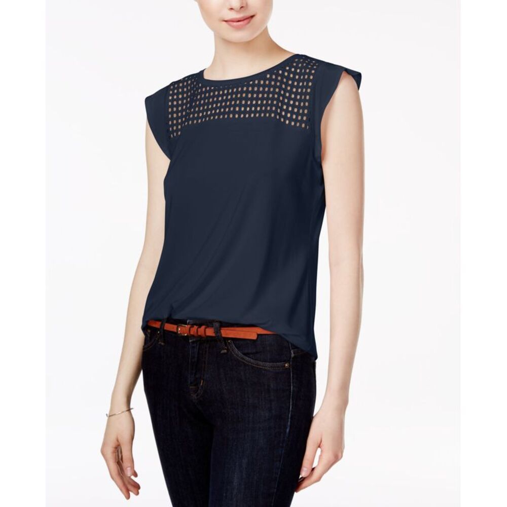 Maison Jules Flutter Sleeve Eyelet Detail Top